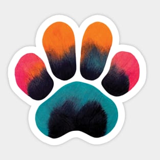 Colourful Paw Print Pet Pattern on Blue Sticker